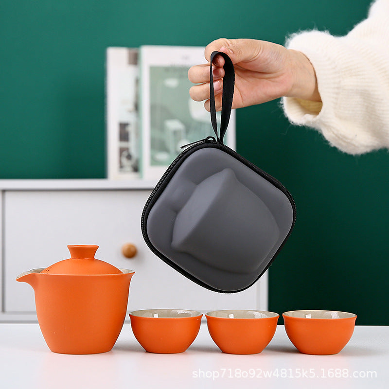 Travel Tea Set One Pot With Three Cups Gaiwan 茶壶盖碗3茶杯