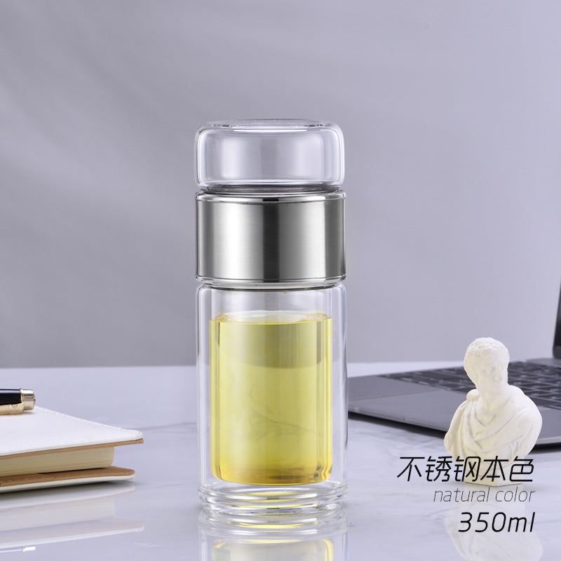 420ML Tea Infuser Filter Thermal Vacuum Flask Tea Cup Double Layered Tempered Glass Cold Brew Tea