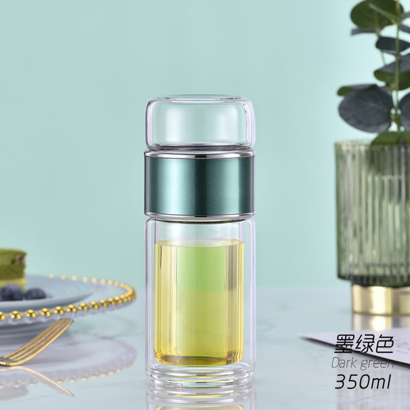 420ML Tea Infuser Filter Thermal Vacuum Flask Tea Cup Double Layered Tempered Glass Cold Brew Tea