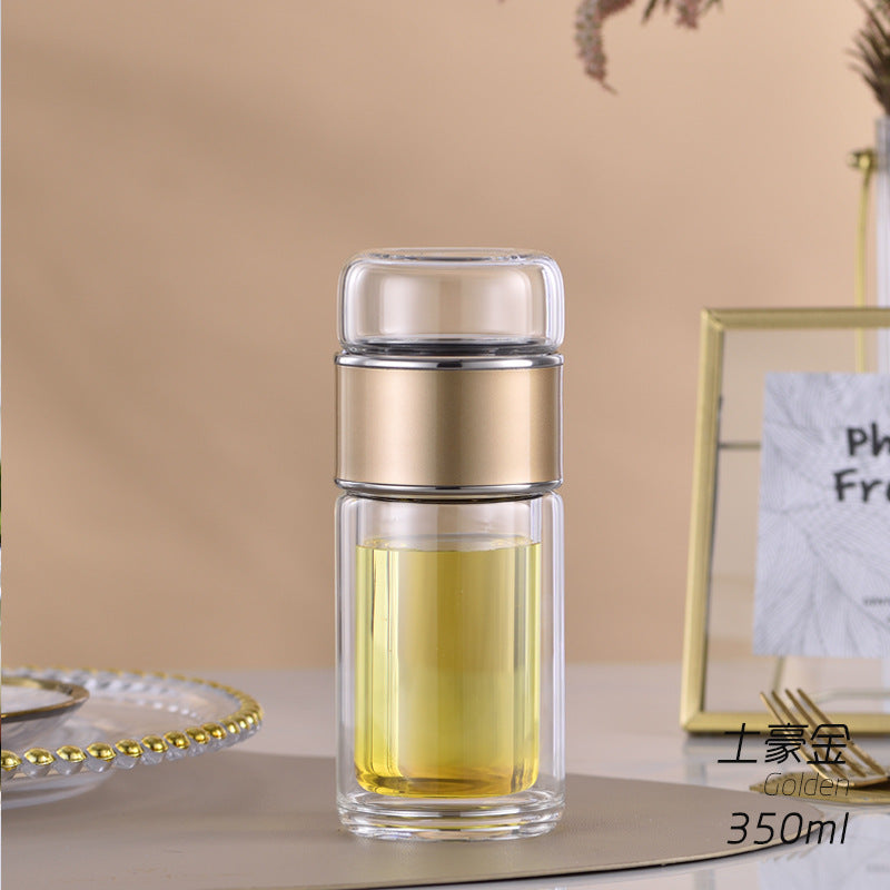 420ML Tea Infuser Filter Thermal Vacuum Flask Tea Cup Double Layered Tempered Glass Cold Brew Tea